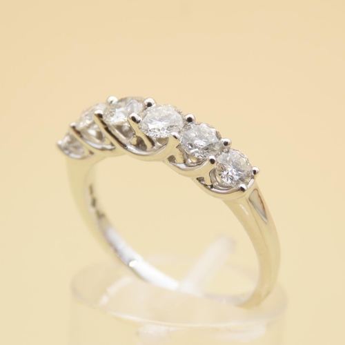 66 - Diamond Six Stone Ring Mounted on Platinum Band Ring Size O 1 Carat Total Diamond Weight. Original P... 