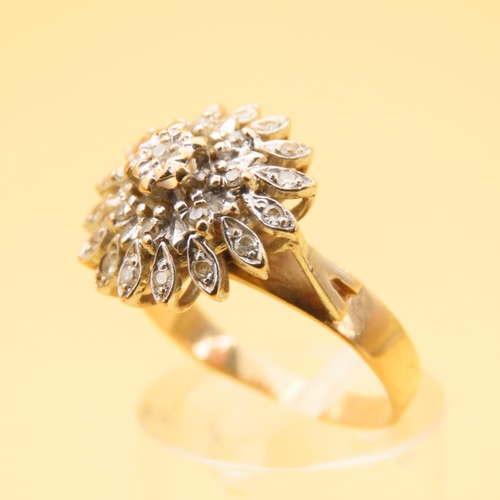 73 - Diamond Cluster Ring Mounted on 9 Carat Yellow Gold Band Ring Size N