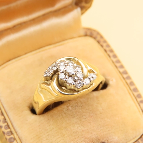 74 - Diamond Set 9 Carat Yellow Gold Ladies Ring Size I and a Half