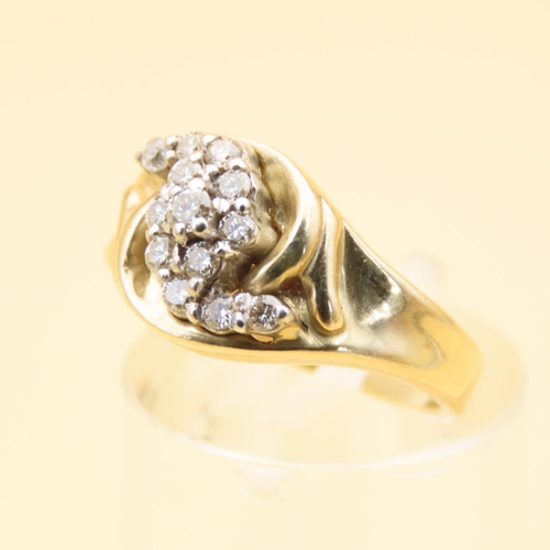 74 - Diamond Set 9 Carat Yellow Gold Ladies Ring Size I and a Half