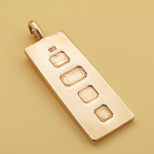 77 - 9 Carat Yellow Gold Ingot Pendant 4cm High 16.4 Gram Weight