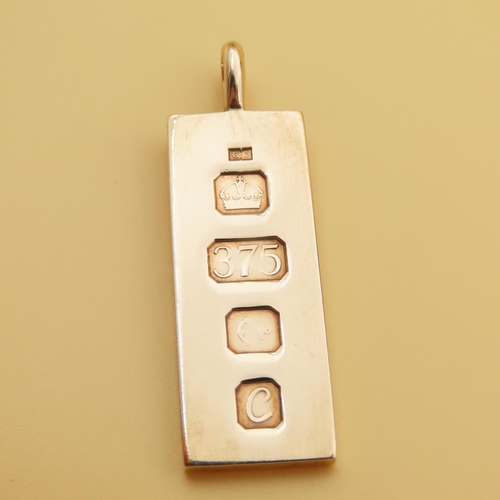 77 - 9 Carat Yellow Gold Ingot Pendant 4cm High 16.4 Gram Weight