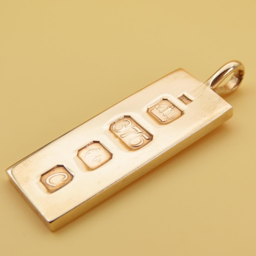 77 - 9 Carat Yellow Gold Ingot Pendant 4cm High 16.4 Gram Weight