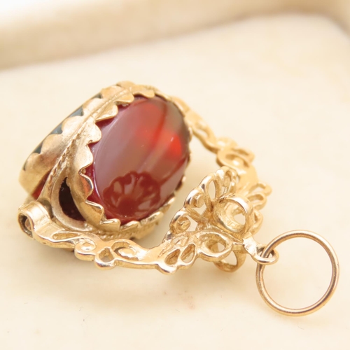 89 - Carnelian, Bloodstone and Onyx Swivel Fob Mounted on 9 Carat Yellow Gold Pendant 3cm Drop