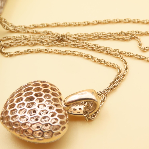 9 - Diamond Heart Motif Pendant Necklace Set in 9 Carat Yellow Gold Further Set on 9 Carat Yellow Gold N... 