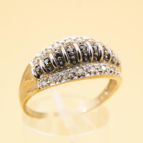 94 - Diamond and Sapphire Band Ring Mounted on 9 Carat Yellow Gold Band Platinum Set Ring Size T