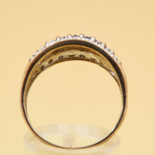 94 - Diamond and Sapphire Band Ring Mounted on 9 Carat Yellow Gold Band Platinum Set Ring Size T