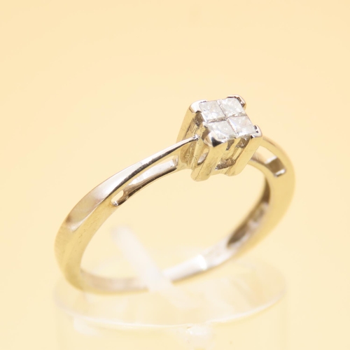 98 - Diamond Princess Cut Solitaire Ring Mounted on 9 Carat White Gold Band Ring Size M and a Half