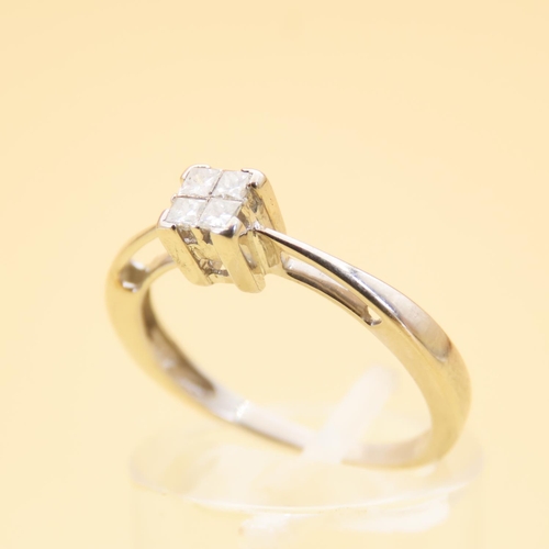 98 - Diamond Princess Cut Solitaire Ring Mounted on 9 Carat White Gold Band Ring Size M and a Half