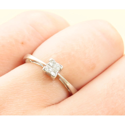 98 - Diamond Princess Cut Solitaire Ring Mounted on 9 Carat White Gold Band Ring Size M and a Half