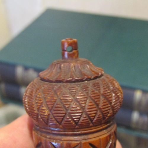 100 - Nutmeg Holder Carved Coquilla Nut Georgian