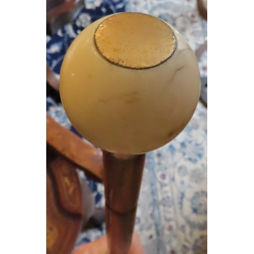 100J - Carved Handle Walking Stick Que Ball Motif Full Size