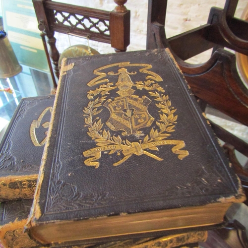 101 - Various Antiquarian Leather Bound Volumes Gilt Tooled Walter Scott Quantity as Photographed