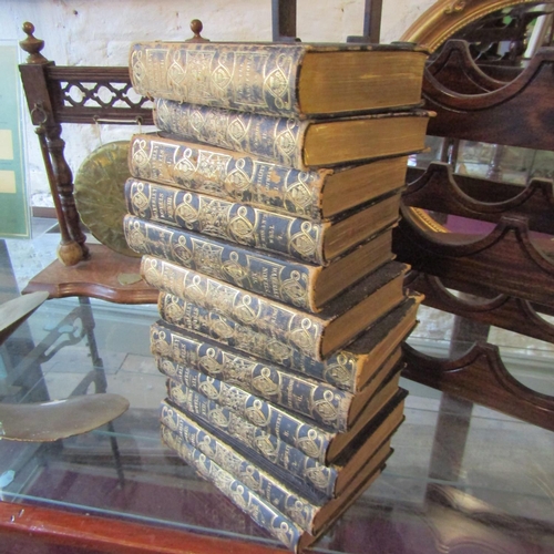 101 - Various Antiquarian Leather Bound Volumes Gilt Tooled Walter Scott Quantity as Photographed