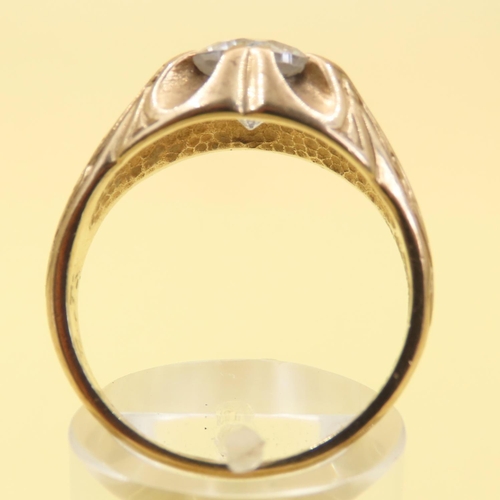 1023 - Gemstone Set 9 Carat Yellow Gold Ring Mounted on 9 Carat Yellow Gold Band