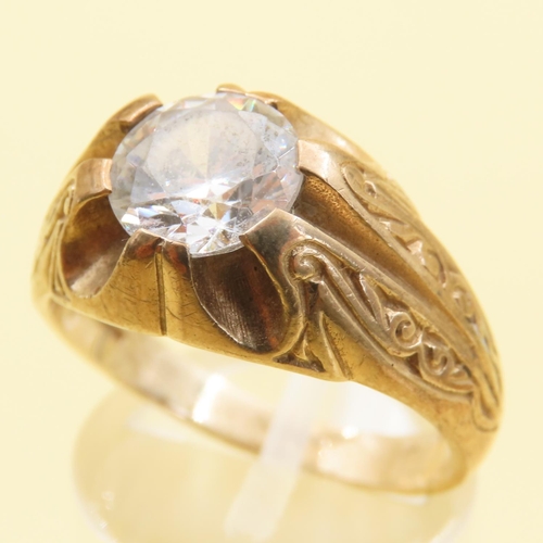 1023 - Gemstone Set 9 Carat Yellow Gold Ring Mounted on 9 Carat Yellow Gold Band