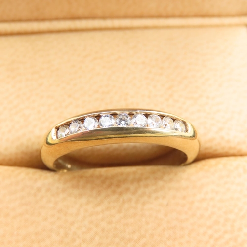 1028 - Ten Stone Diamond Ring Mounted on 9 Carat Yellow Gold Band Size R