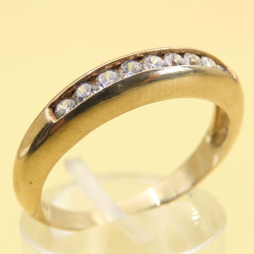 1028 - Ten Stone Diamond Ring Mounted on 9 Carat Yellow Gold Band Size R