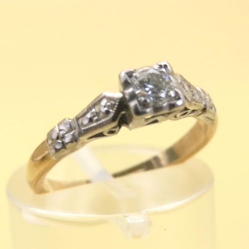 1037 - Diamond Solitaire Ring Platinum Set Further Diamond Decoration to Shoulders Mounted on 18 Carat Yell... 