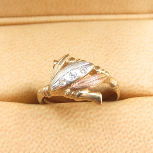 1039 - Diamond Set 9 Carat Yellow, White and Rose Gold Ring Size N and a Half