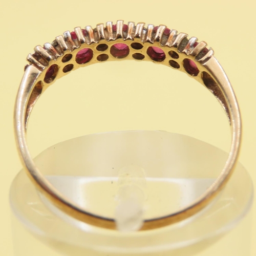 1040 - Ruby and Diamond 9 Carat Yellow Gold Band Ring Size L