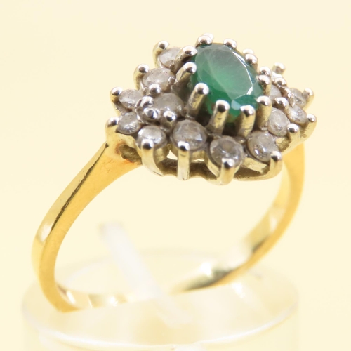 1042 - Emerald Cluster Ring Gemset Mounted on 9 Carat Yellow Gold Band Ring Size N