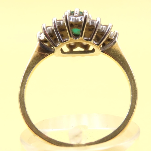 1042 - Emerald Cluster Ring Gemset Mounted on 9 Carat Yellow Gold Band Ring Size N