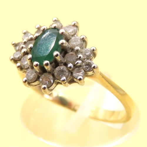 1042 - Emerald Cluster Ring Gemset Mounted on 9 Carat Yellow Gold Band Ring Size N