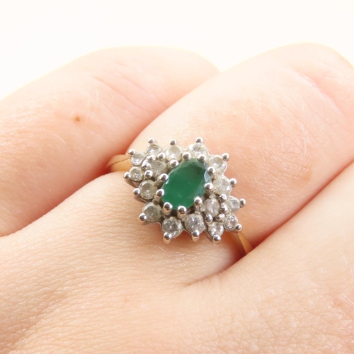 1042 - Emerald Cluster Ring Gemset Mounted on 9 Carat Yellow Gold Band Ring Size N