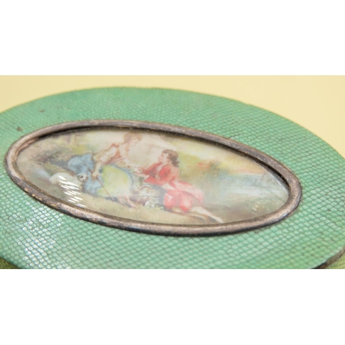 1046 - Silver Enamel Decorated Snuff Box Inset with Romantic Scene Gilt Lined Interior Some Slight Separati... 