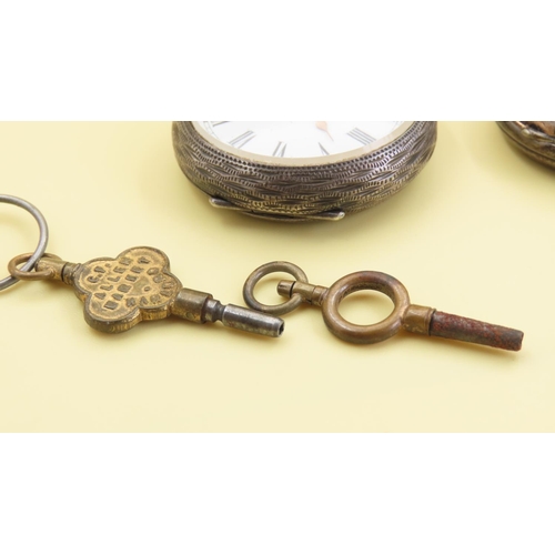 1048 - Two Silver Cased Pocket Watches with Keys