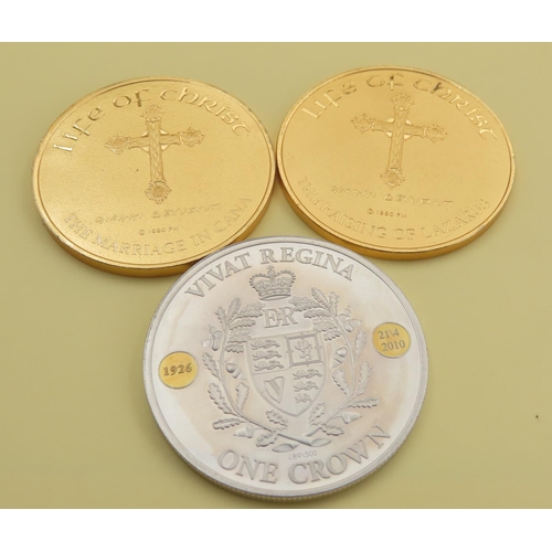 1054 - Three Silver Commemorative Coins Two 24 Carat Gold Plated