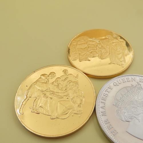 1054 - Three Silver Commemorative Coins Two 24 Carat Gold Plated