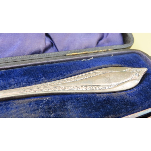 1062 - Silver Presentation Fork and Spoon Contained within Original Presentation Case Each 16cm Long