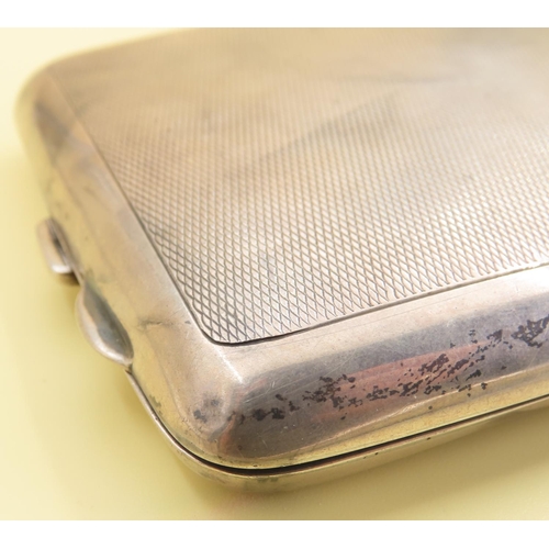 1066 - Silver Cigarette Case Engine Turned Detailing Hinge Cover 9cm Wide x 8cm High