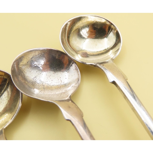 1069 - Three Solid Silver Mustard or Condiment Spoons Each Approximately 10cm Long