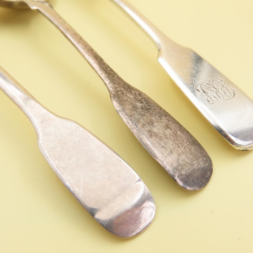 1069 - Three Solid Silver Mustard or Condiment Spoons Each Approximately 10cm Long