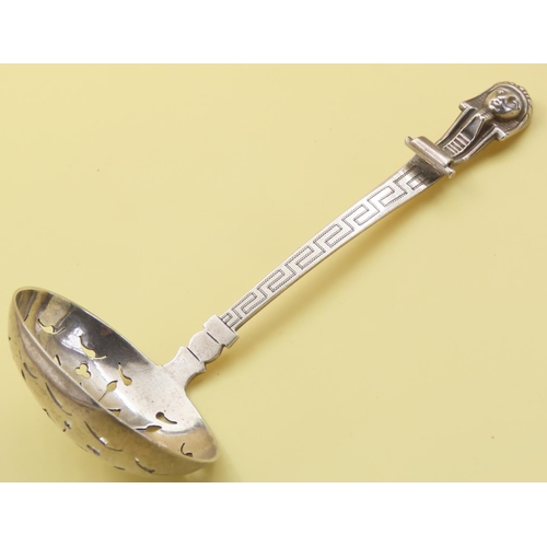 1071 - Silver Sugar Sifting  Spoon with Greek Revival Devorated Finial 21cm long and Silver Chesse Kife alo... 