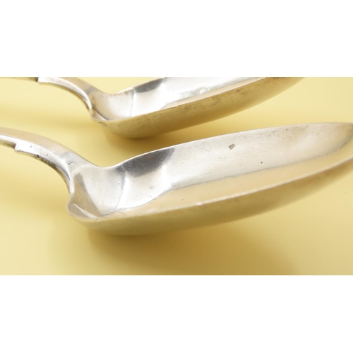 1072 - Pair of Silver Serving Spoons Each 22cm Long