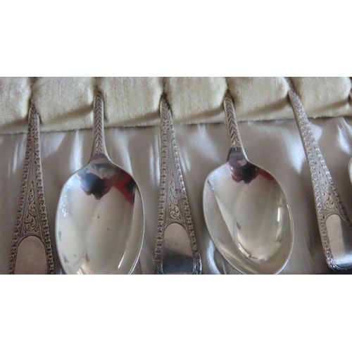 1080 - Set of Six Silver Tea Spoons in Presentation Case Each 13cm Long