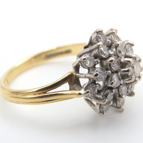 1084 - Diamond Cluster Ring Mounted on 18 Carat Yellow Gold Band Ring Size M