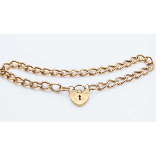 1088 - 9 Carat Yellow Gold Ladies Bracelet 20cm Long Heart Motif Clasp