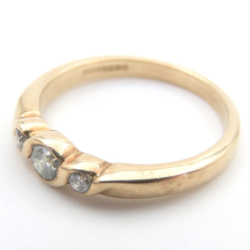 1089 - Three Stone Diamond Ring Mounted on 9 Carat Yellow Gold Band Ring Size N