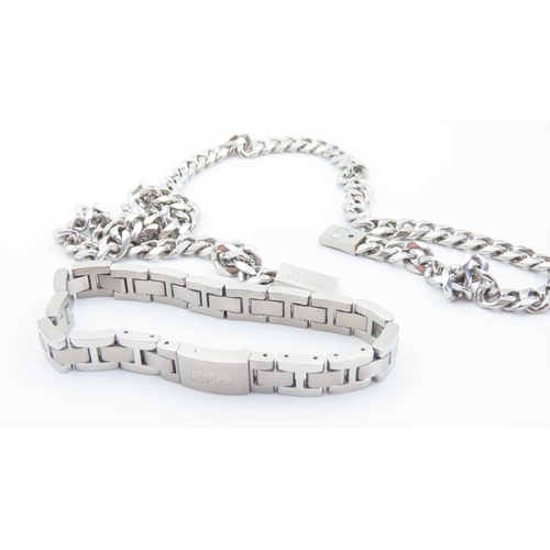 1093 - Hugo Boss Gentleman's Stainless Steel Bracelet and Matching Necklace