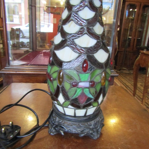 110 - Tiffany Stained Glass Lamp Electrified Working Order Approximately 20 Inches High