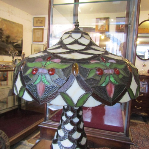 110 - Tiffany Stained Glass Lamp Electrified Working Order Approximately 20 Inches High