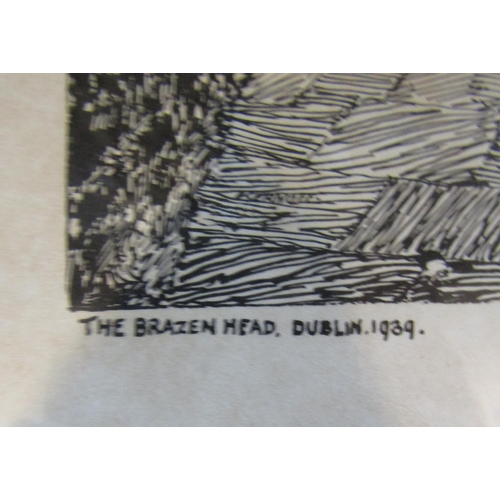 111 - Harry Kernoff The Brazen Head Dublin 1939 Signed Woodcut Approximately 9 Inches High x 6 Inches Wide