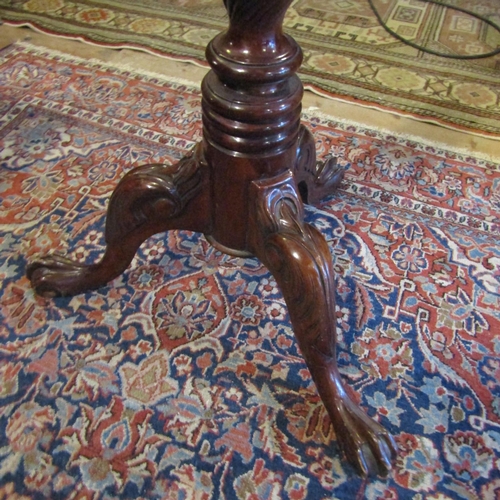 118 - Carved Mahogany Torchere Tripod Base Approximately 42 Inches High