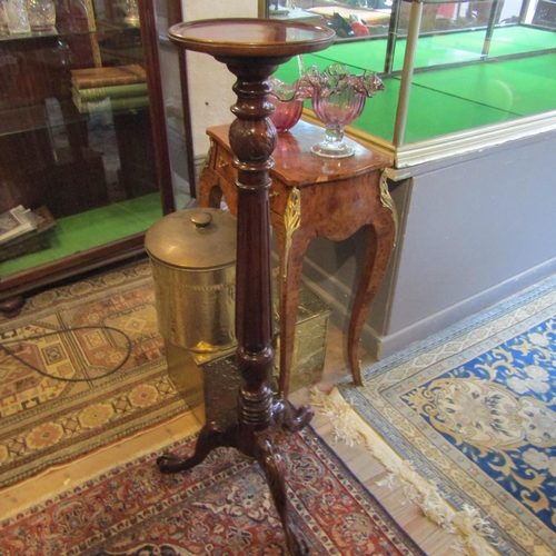 118 - Carved Mahogany Torchere Tripod Base Approximately 42 Inches High