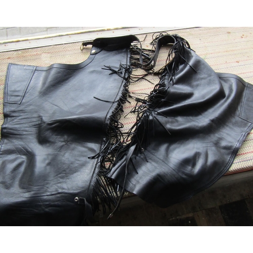 Pair of Good Quality Supple Leather Riding Chaps with Fringes